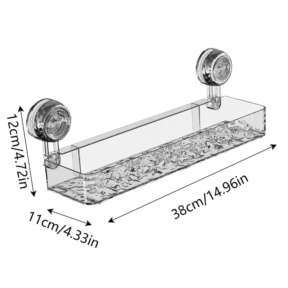 Rectangle Showlu suction cup storage rack for bathroom or kitchen, no drilling shower organizer with strong suction cups.