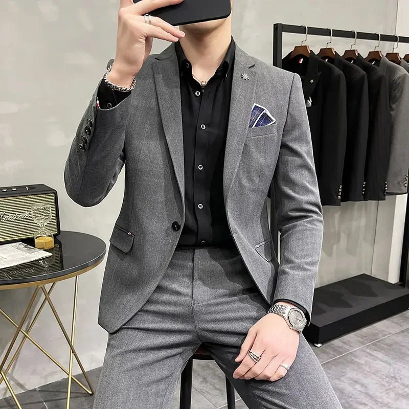 (Suit + Trousers) High - quality Two - piece Groom Wedding High - end Suit Business Casual Banquet Everything Costume Homme De Luxe - SHOWLU FASHION STORE