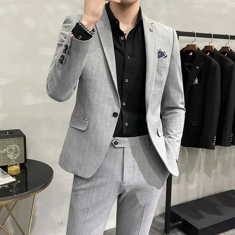 Men's SHOWLU FASHION skinny two-piece wedding suit with jacket and trousers, high-quality groom attire for formal occasions.