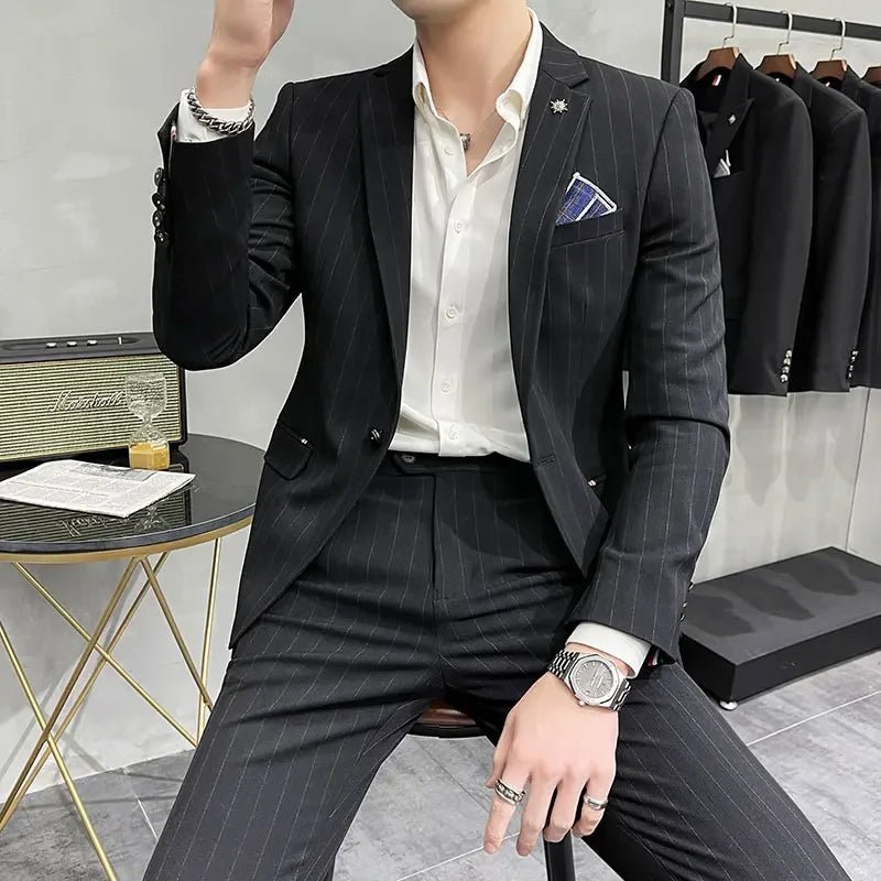 (Suit + Trousers) High - quality Two - piece Groom Wedding High - end Suit Business Casual Banquet Everything Costume Homme De Luxe - SHOWLU FASHION STORE