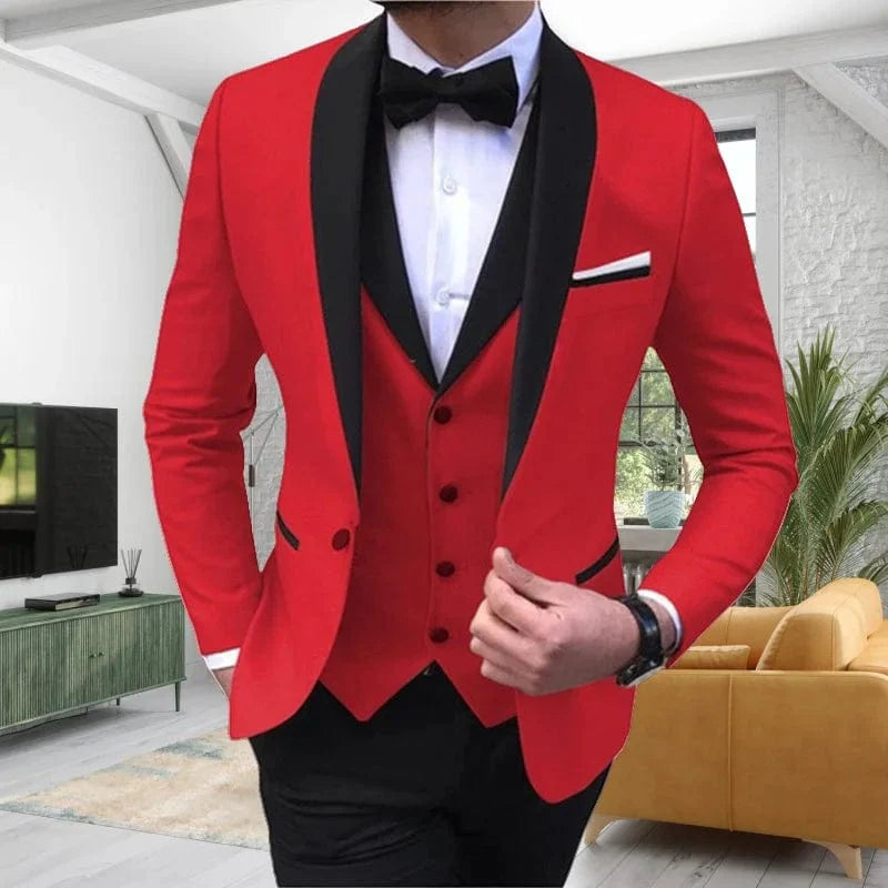 Men's slim fit wedding tuxedo by SHOWLU FASHION STORE, featuring a 3-piece suit with blazer, vest, and pants for formal occasions.