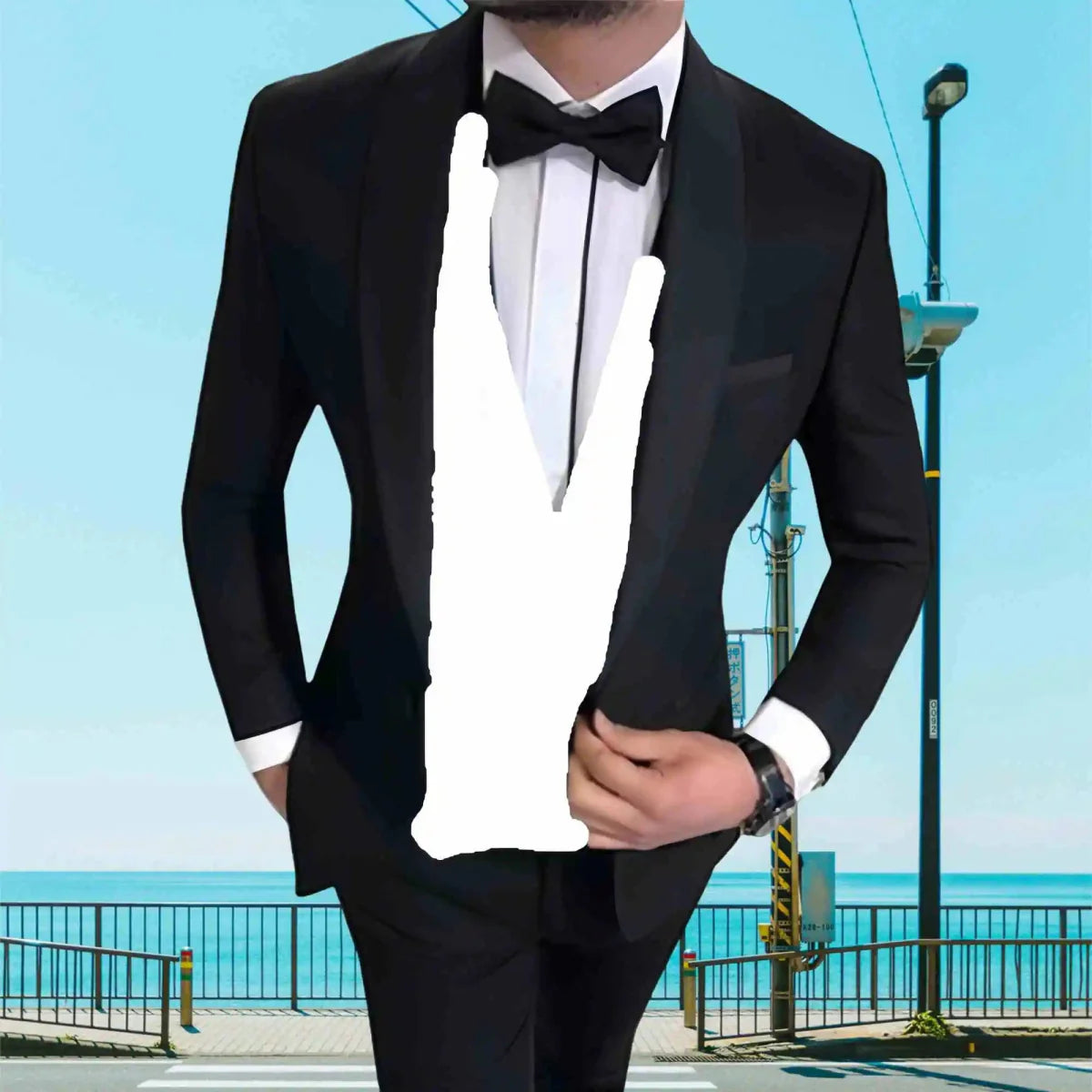 Slim fit men's wedding tuxedo by SHOWLU FASHION STORE, includes blazer, vest, and pants for a stylish formal look.