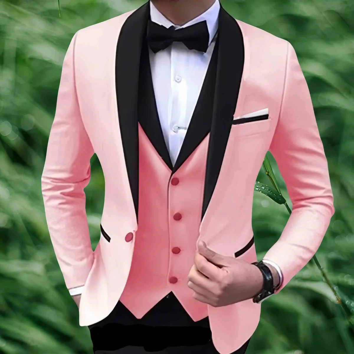 Men's slim fit wedding tuxedo by SHOWLU FASHION STORE, 3-piece suit with blazer, vest, and trousers for formal or smart casual occasions.