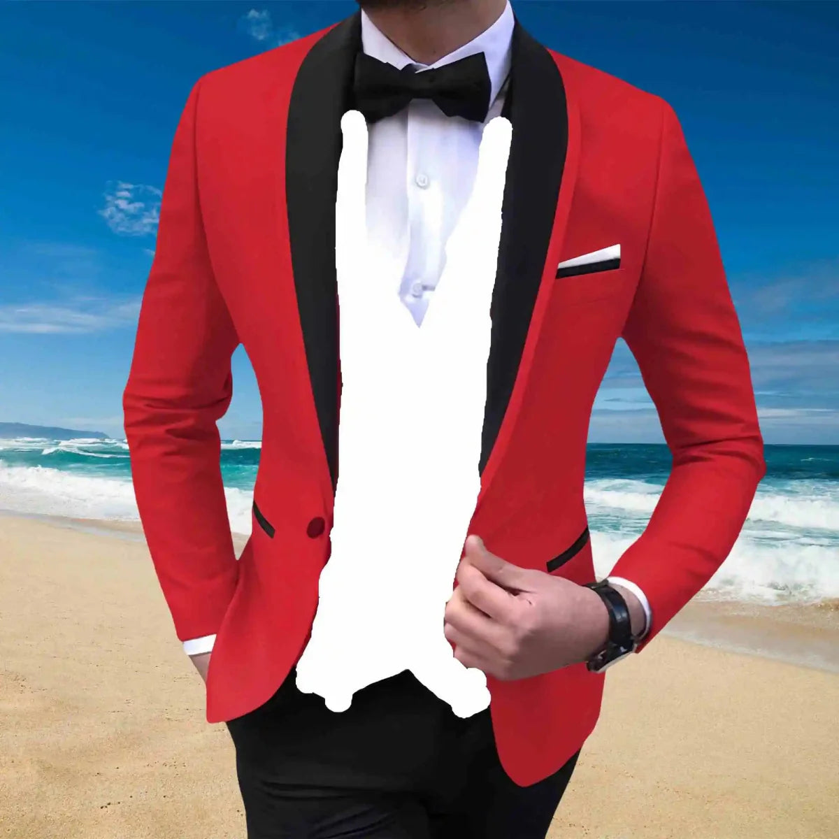 Slim fit men's wedding tuxedo by SHOWLU FASHION STORE, 3-piece suit including blazer, vest, and pants for formal occasions.
