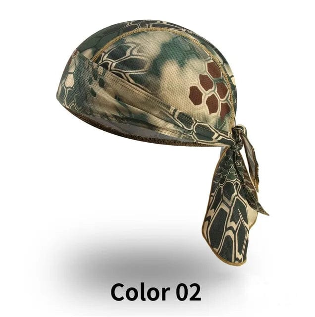Showlu breathable cycling headband with UV protection, camouflage print, suitable for men and women during sports like fishing and hiking.