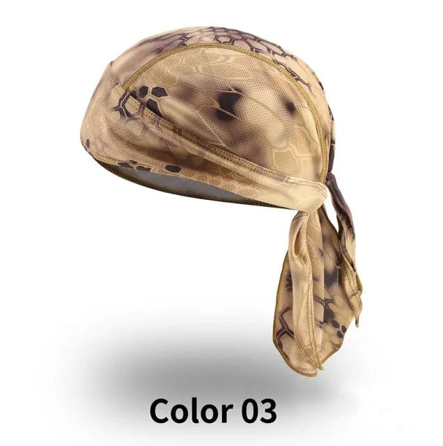 Showlu breathable cycling headband with UV protection, camouflage print, designed for men and women during outdoor sports and hiking.