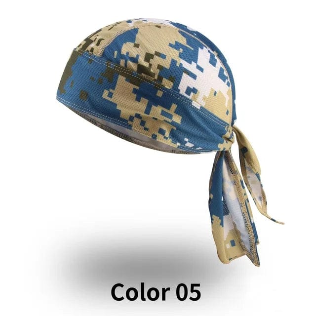 Showlu breathable cycling headband with UV protection, printed camouflage design for men and women, ideal for sports and outdoor activities.