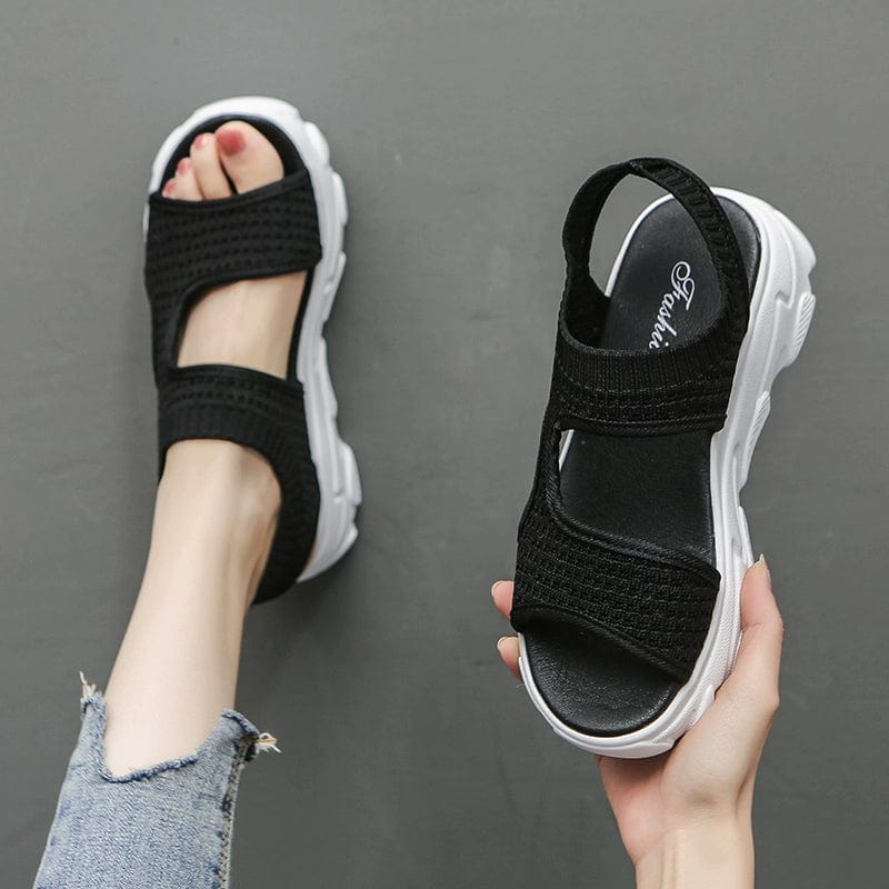 Showlu Summer Fairy Style platform sports sandals with thick soles and mesh straps, perfect for casual summer wear.