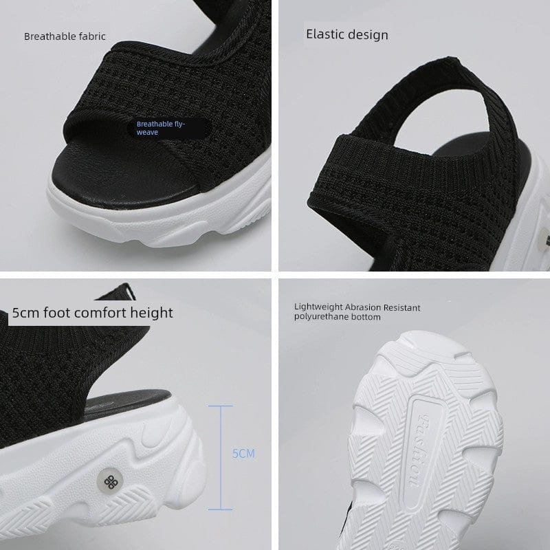 Showlu Summer Fairy Style platform sports sandals with thick soles and mesh straps, perfect for casual summer wear.