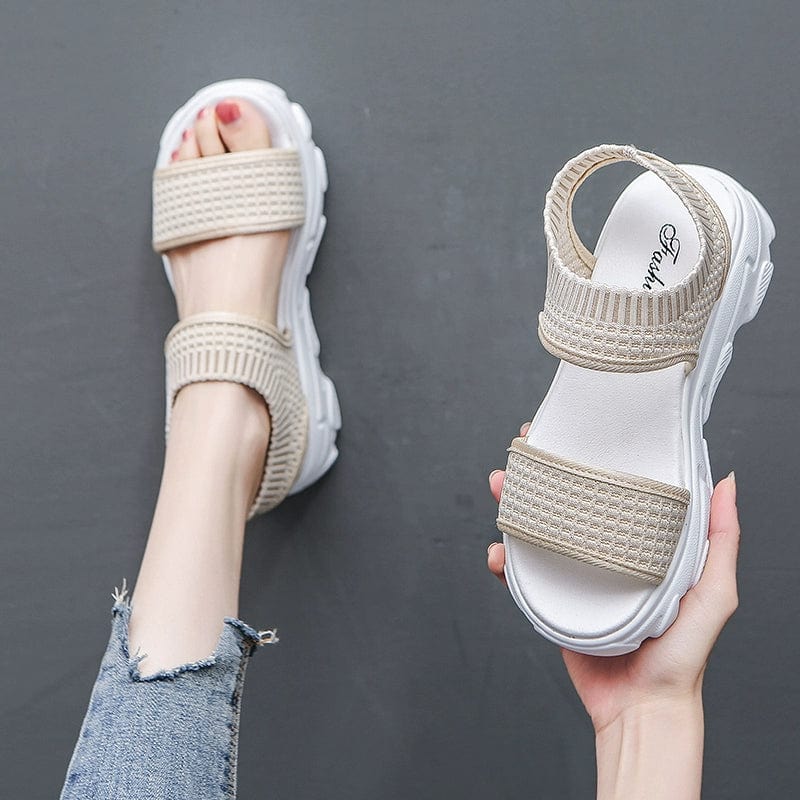 Showlu Summer Fairy Style platform sports sandals with thick soles and mesh design, ideal for casual summer wear.
