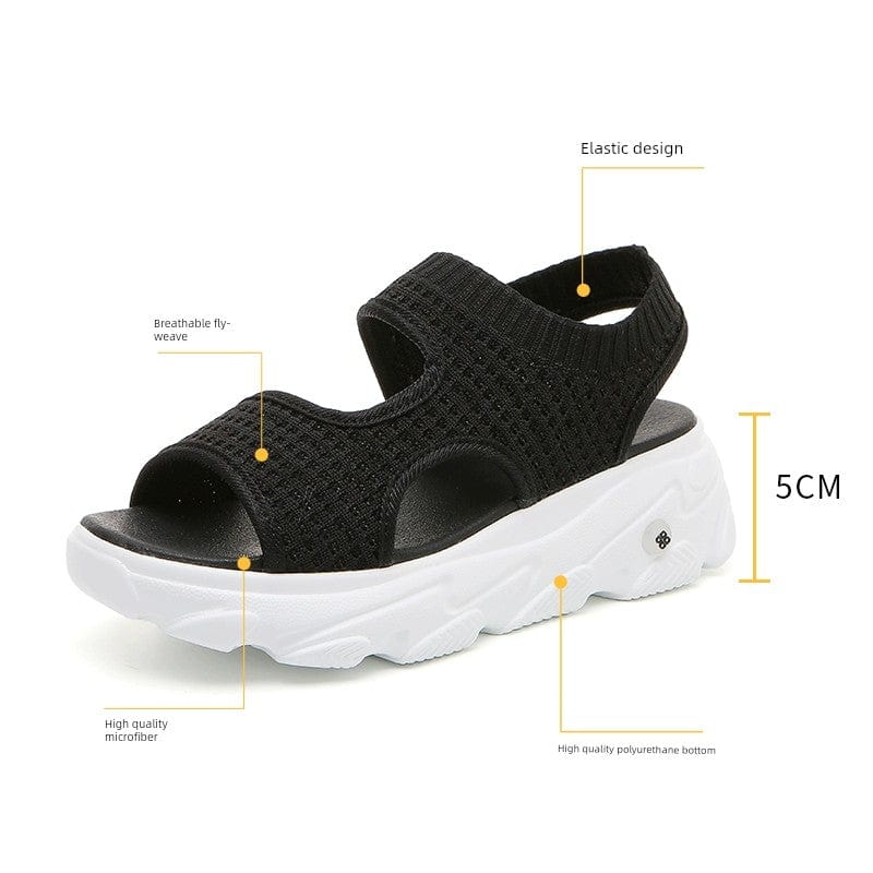 Showlu Summer Fairy Style platform sports sandals with thick sole and mesh straps, perfect for casual summer wear.