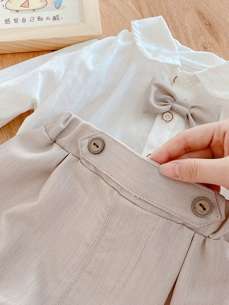 Summer Handsome Bow Tie Small Shirt Autumn One Year Old Celebration Dress - SHOWLU FASHION STORE