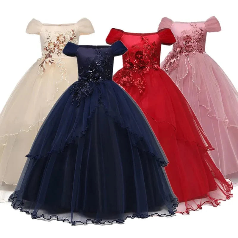 Girls lace princess dress by Showlu Fashion, elegant wedding and party ball gown with summer style for toddlers and children