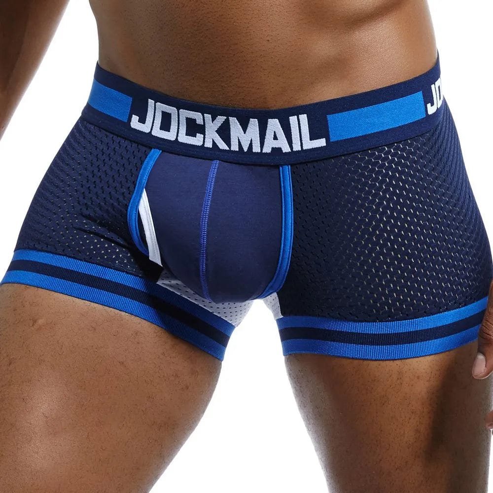 Men's mesh nylon boxer shorts by JOCKMAIL, breathable quick-dry underwear suitable for summer sports and fitness.