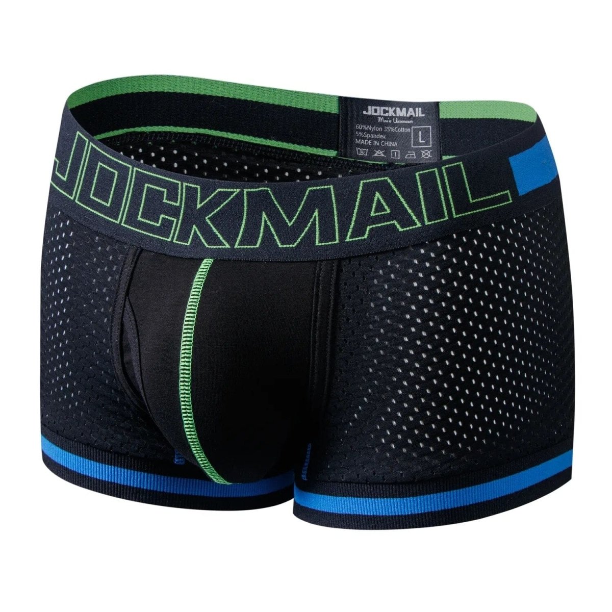 Men's breathable mesh nylon boxer shorts by JOCKMAIL, quick-dry underwear designed for comfort and active wear.