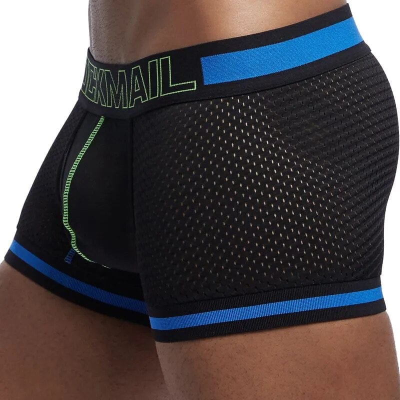 Men's mesh nylon boxer shorts by JOCKMAIL, breathable quick-dry underwear for summer fitness and sports.
