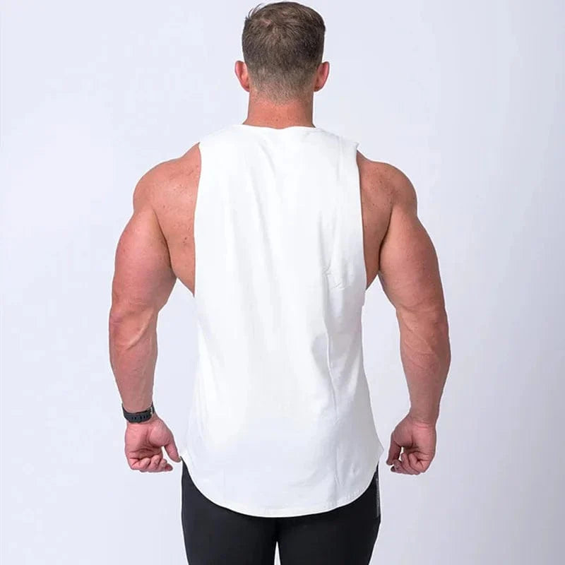 Men's cotton gym tank top from SHOWLU FASHION STORE, sleeveless bodybuilding vest for summer training and casual fitness.