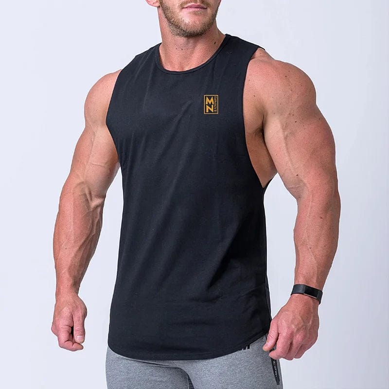 Men's cotton gym tank top by SHOWLU FASHION STORE, sleeveless fitness vest ideal for summer bodybuilding and casual training.