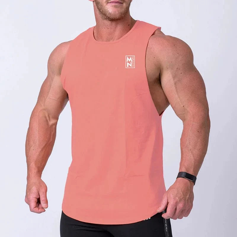 Men's cotton gym tank top by SHOWLU FASHION STORE, sleeveless vest ideal for summer training and bodybuilding workouts.
