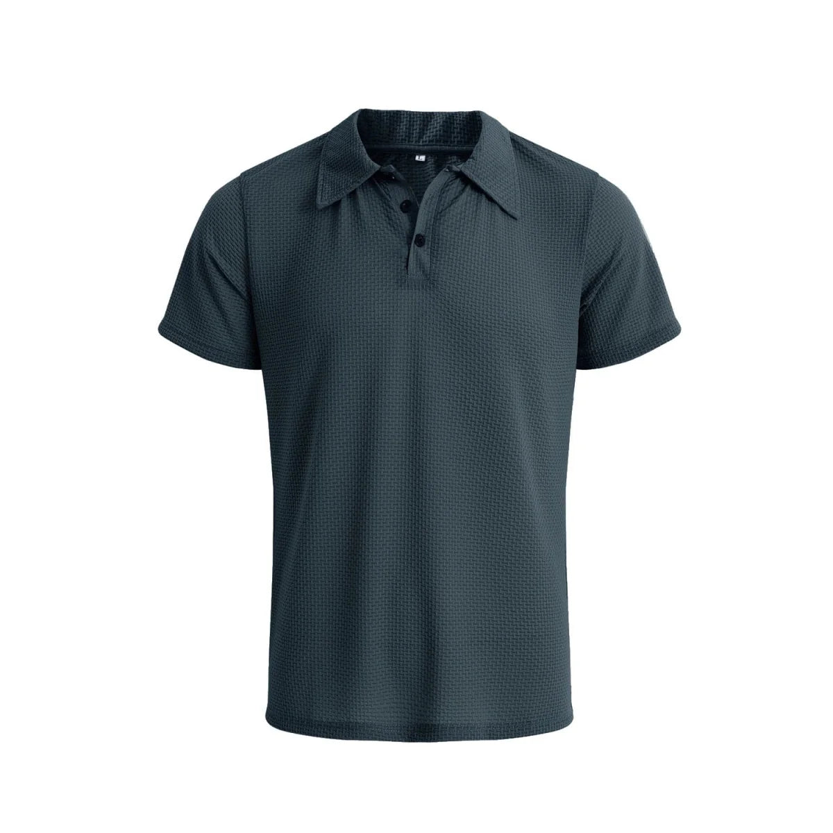 Men's slim fit polo shirt from Showlu Fashion, breathable solid knit summer top with short sleeves, casual and sweat-absorbing design.
