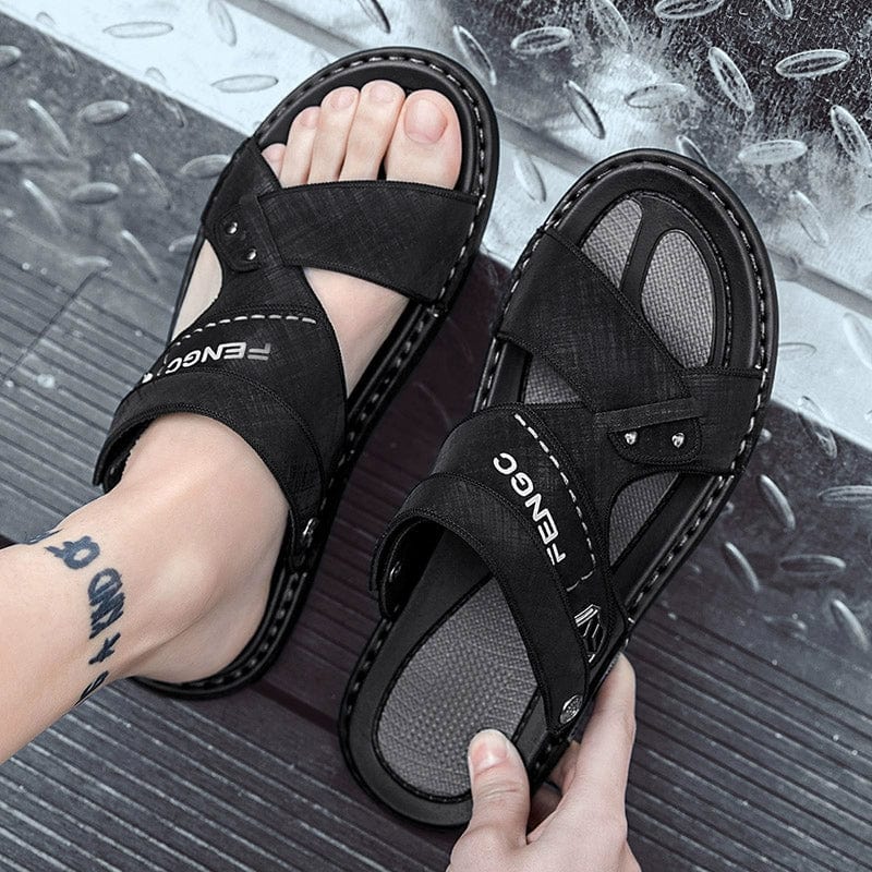 Kudu Concept men's non-slip beach sandals with thick PU soles, stylish casual summer footwear, designed for comfort and durability.