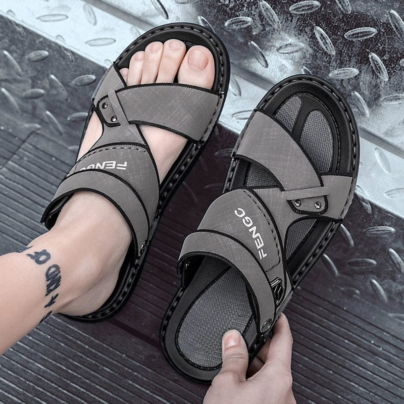Showlu Fashion men's Kudu Concept non-slip sports beach sandals with thick PU soles, ideal for summer casual wear.