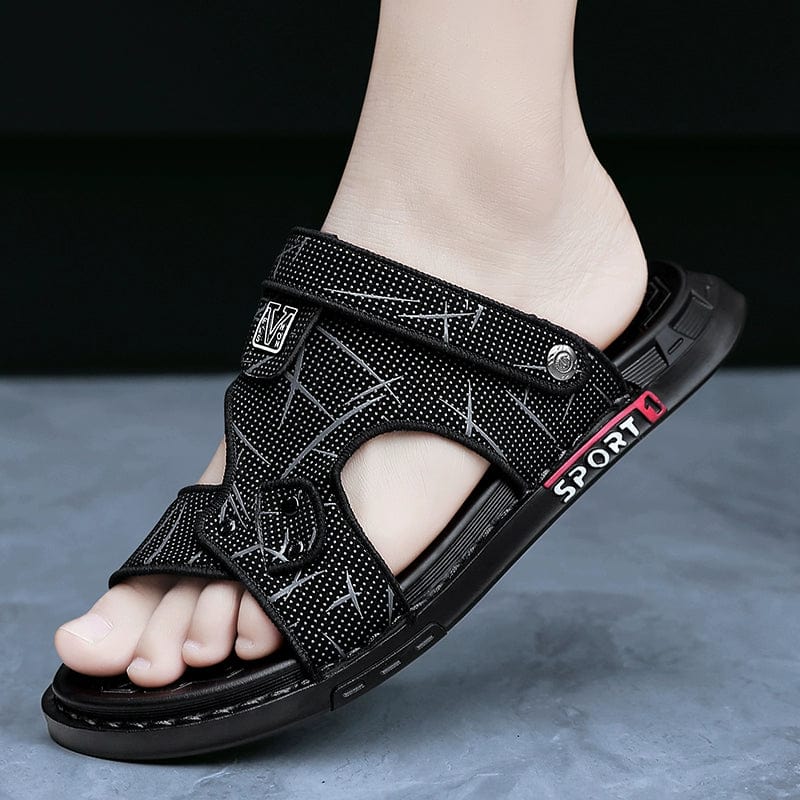 Showlu Fashion men's Kudu Concept non-slip sports beach sandals with thick bottom PU for summer casual wear, wear-resistant and comfortable.