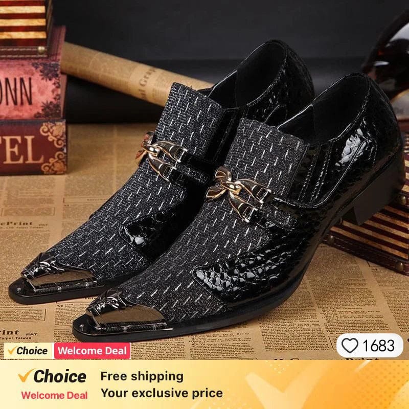 SHOWLU Men's pointed toe mesh derby shoes with breathable cow leather, ideal for office and dress occasions.