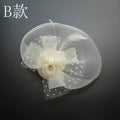 Showlu black cheongsam headdress veil with elegant mesh topper hat for women, perfect for summer social events.