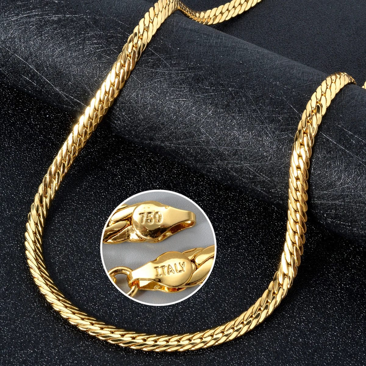Unisex SNY 18K gold plated snake chain necklace with sleek copper design, ideal for daily wear and stylish accessories.