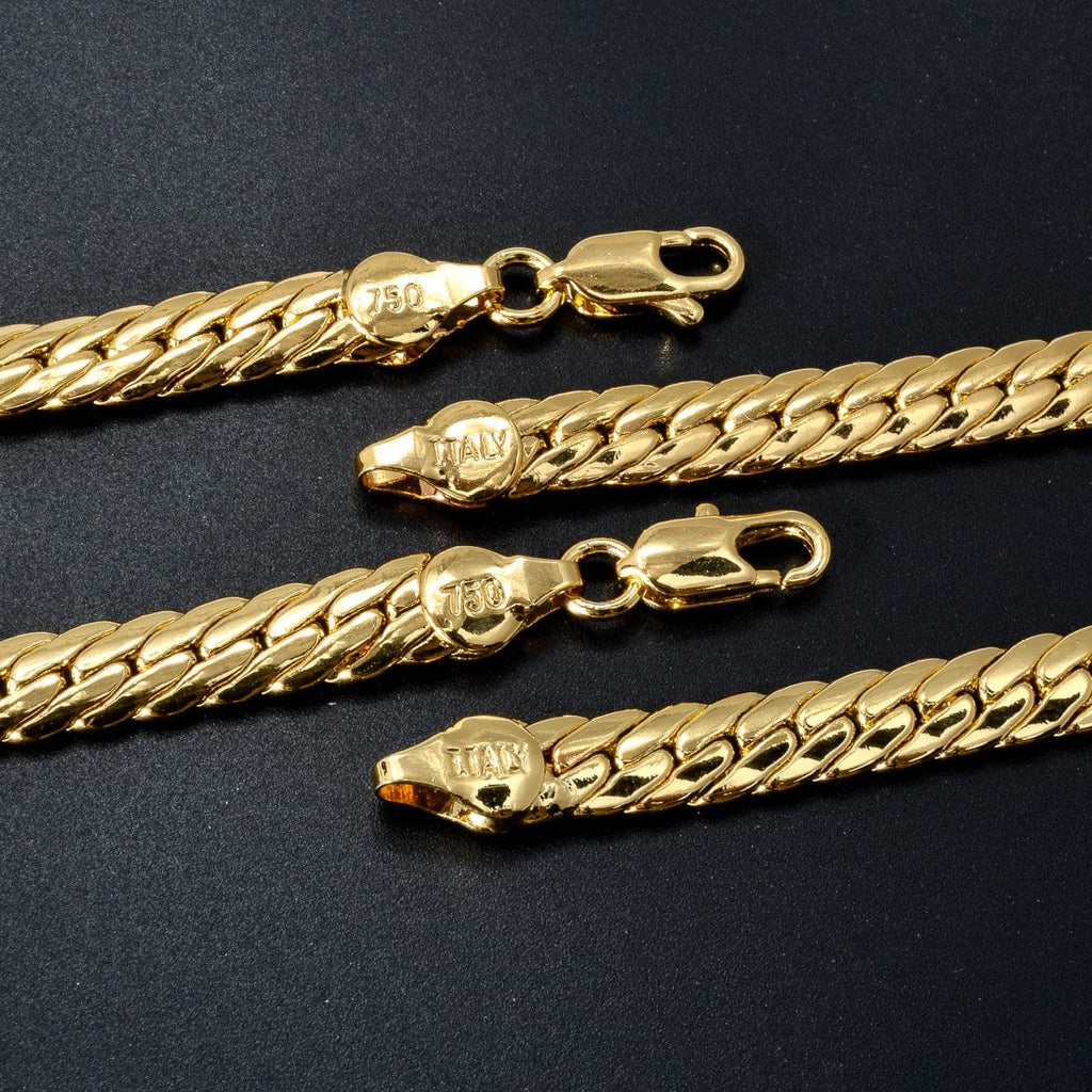 Unisex SNY 18K gold plated snake chain necklace with copper jewelry, suitable for men and women, high-quality daily wear.