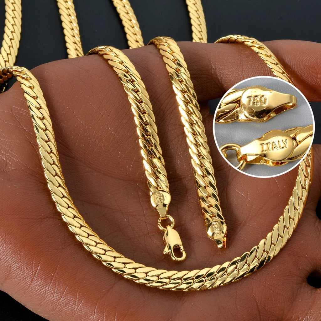 Unisex SNY 18K gold plated snake chain necklace with copper jewelry design, suitable for women and men, stylish and high-quality.