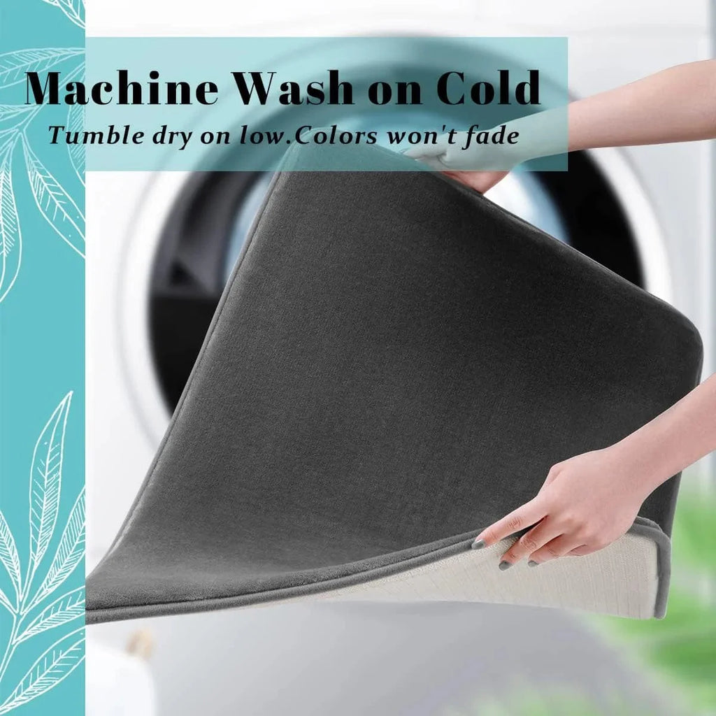 Showlu Fashion super absorbent coral velvet bath mat with anti-slip backing, ideal for bathroom floors and door entrances.