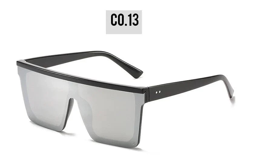 Showlu men's square one-piece K-style sunglasses with UV400 protection and retro PC lenses, sleek and stylish for a slim look.