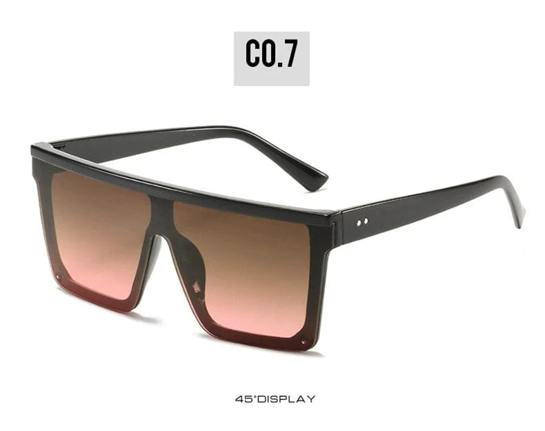 Showlu men's square one-piece K-style sunglasses with UV400 protection and retro design, featuring dark PC lenses for a sleek look.
