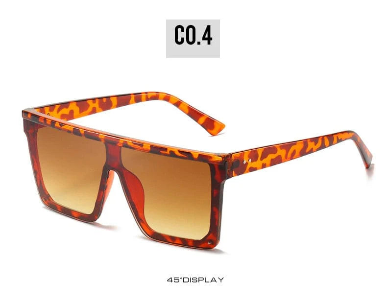 Showlu Men's Square One-Piece Sunglasses with retro K-style design and UV400 PC lenses, offering a sleek, slim look.