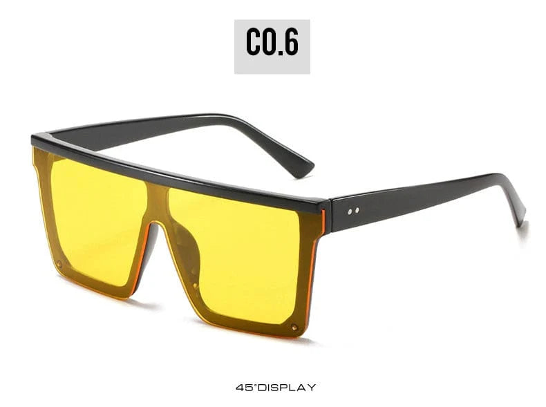 Showlu Men's square one-piece K-style sunglasses with UV400 lenses, sleek design, and a modern retro look.