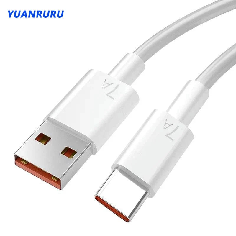 Showlu 100W Type C USB cable for fast charging, compatible with Samsung and Huawei smartphones, shown in close-up image.