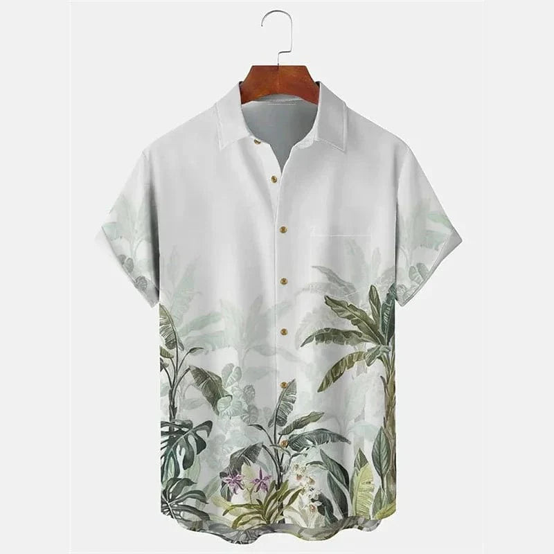 Showlu Fashion men's Hawaiian shirt in solid color, relaxed fit beach top with comfortable, stylish design for casual summer wear.