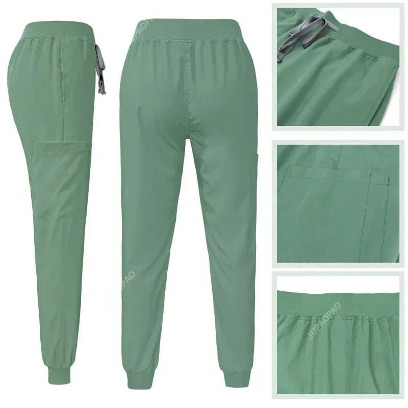 Women's medical scrub set with V-neck top and pants, SHOWLU FASHION, designed for nursing, clinical work, and healthcare professionals.