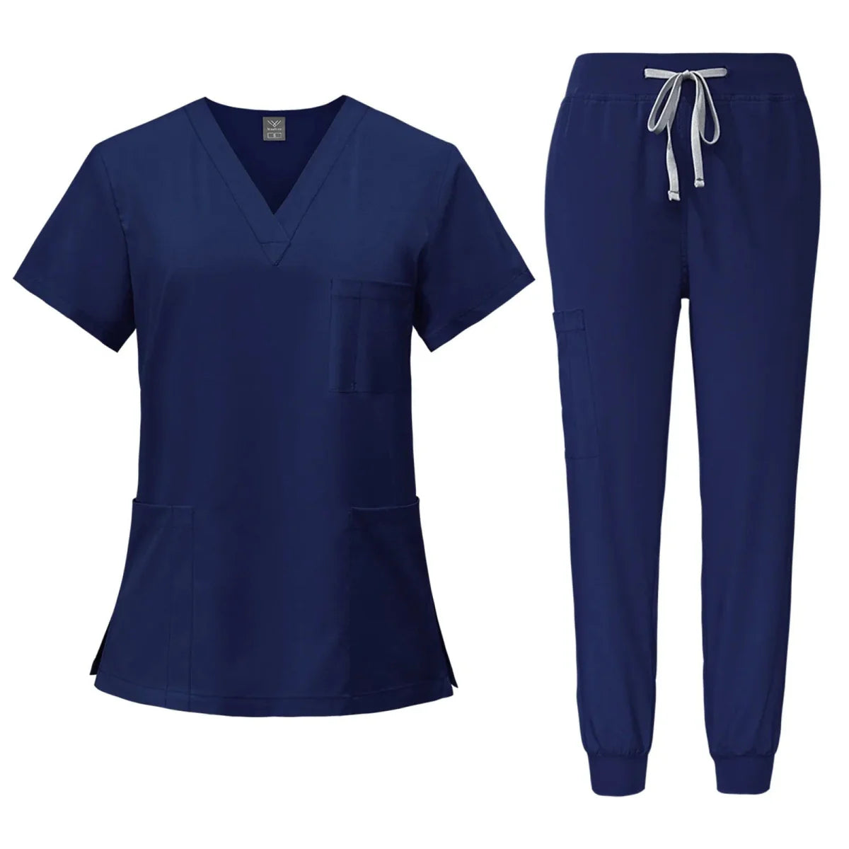 Women's medical scrub set with V-neck top and pants, SHOWLU FASHION, designed for nursing and healthcare professionals.