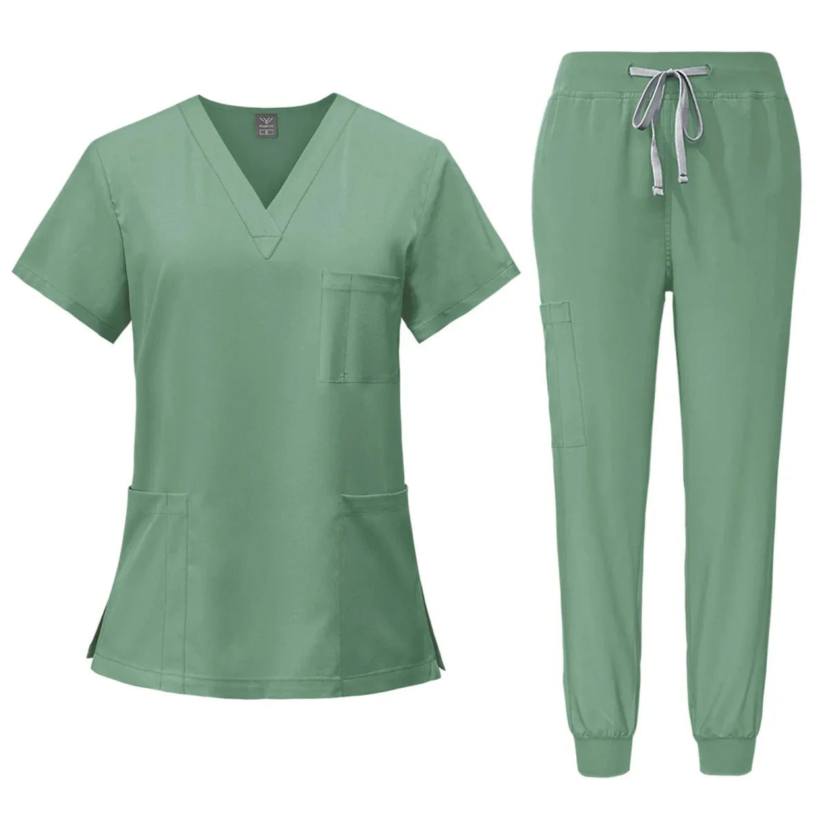 Women's medical scrub set by SHOWLU FASHION STORE, V-neck nursing top and matching pants, ideal for healthcare professionals.