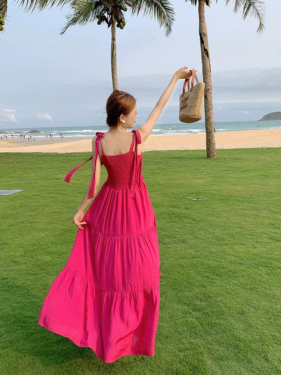 Plus size Korean sweet sling high waist summer dress by Showlu Fashion, featuring a flattering fit and breezy fabric.