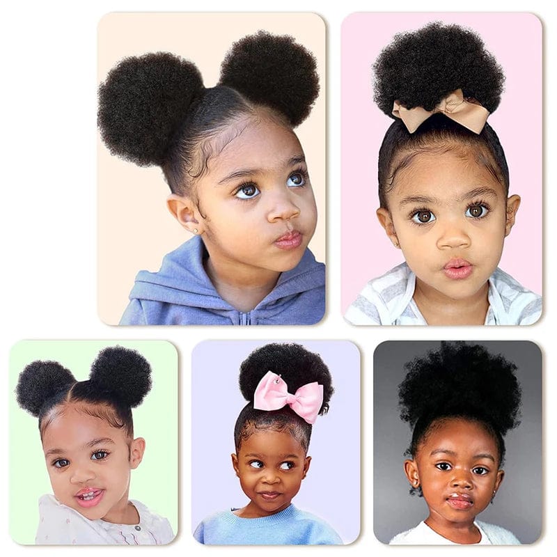 Synthetic Afro Puff Drawstring Ponytail Extension for Kids Black Women Short Kinky Curly Hair Bun With Clip In Hairpieces - SHOWLU FASHION STORE