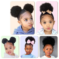 Synthetic Afro Puff Drawstring Ponytail Extension for Kids Black Women Short Kinky Curly Hair Bun With Clip In Hairpieces - SHOWLU FASHION STORE