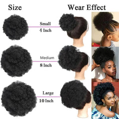 Synthetic Afro Puff Drawstring Ponytail Extension for Kids Black Women Short Kinky Curly Hair Bun With Clip In Hairpieces - SHOWLU FASHION STORE