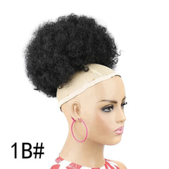 Synthetic Afro Puff Drawstring Ponytail Extension for Kids Black Women Short Kinky Curly Hair Bun With Clip In Hairpieces - SHOWLU FASHION STORE