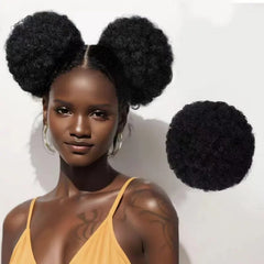 Synthetic Afro Puff Drawstring Ponytail Extension for Kids Black Women Short Kinky Curly Hair Bun With Clip In Hairpieces - SHOWLU FASHION STORE