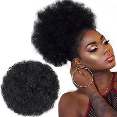 Synthetic Afro Puff Drawstring Ponytail Extension for Kids Black Women Short Kinky Curly Hair Bun With Clip In Hairpieces - SHOWLU FASHION STORE