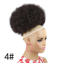 Synthetic Afro Puff Drawstring Ponytail Extension for Kids Black Women Short Kinky Curly Hair Bun With Clip In Hairpieces - SHOWLU FASHION STORE
